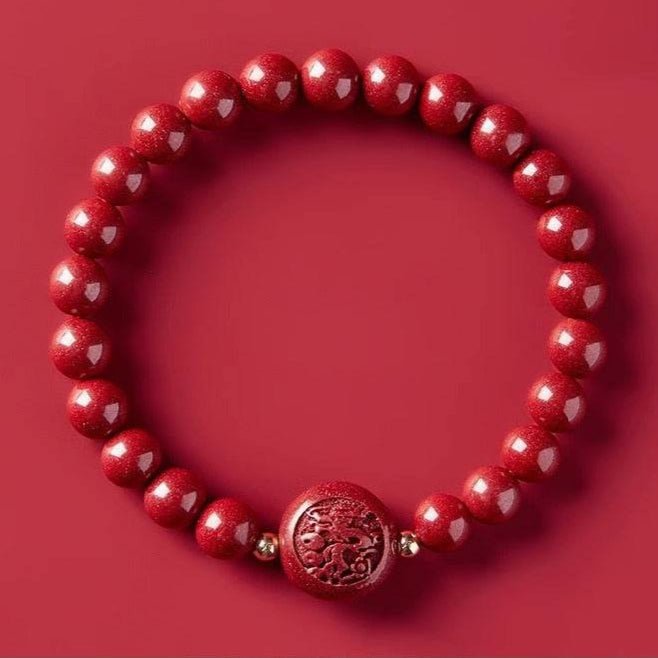 gorgeous & auspicious chinese bracelet with cinnabar zodiac beads - star8s - star8s