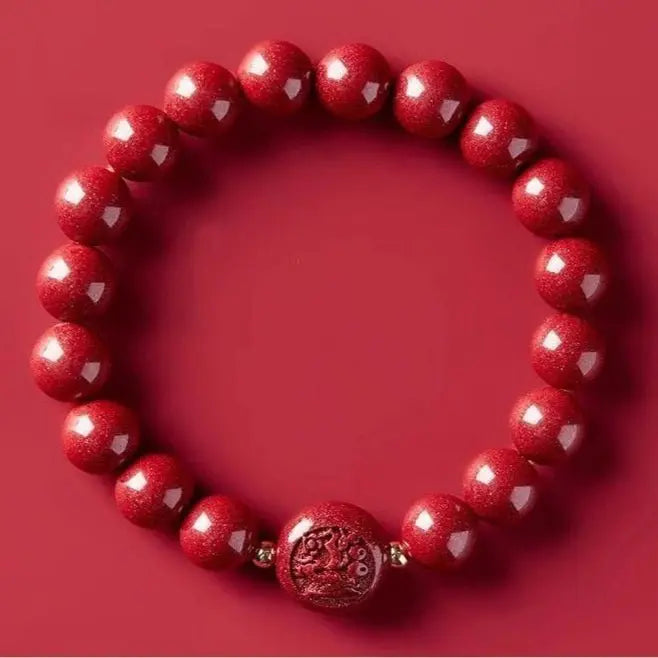 gorgeous & auspicious chinese bracelet with cinnabar zodiac beads - star8s - star8s