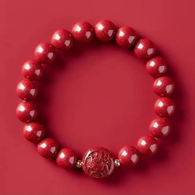 gorgeous & auspicious chinese bracelet with cinnabar zodiac beads - star8s - star8s
