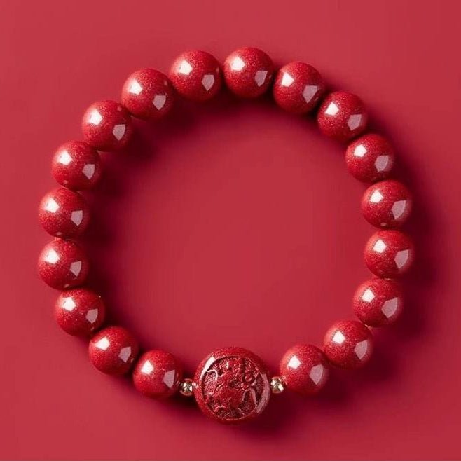 gorgeous & auspicious chinese bracelet with cinnabar zodiac beads - star8s - star8s
