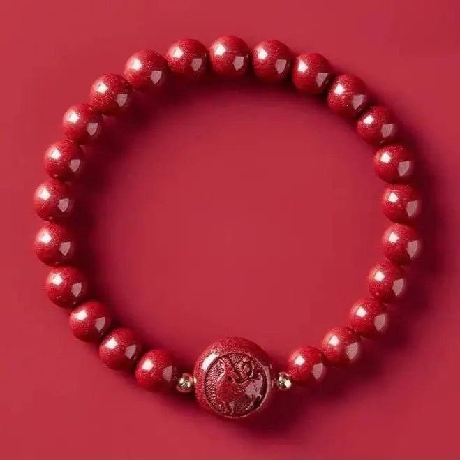 gorgeous & auspicious chinese bracelet with cinnabar zodiac beads - star8s - star8s