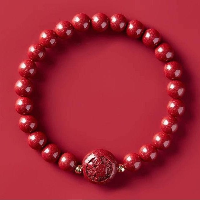 gorgeous & auspicious chinese bracelet with cinnabar zodiac beads - star8s - star8s