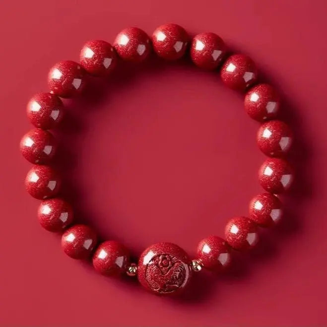 gorgeous & auspicious chinese bracelet with cinnabar zodiac beads - star8s - star8s