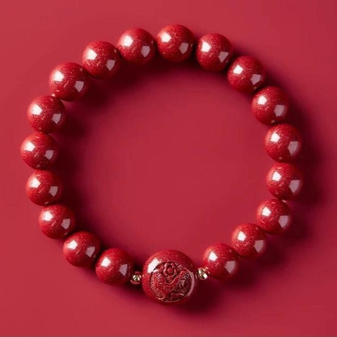 gorgeous & auspicious chinese bracelet with cinnabar zodiac beads - star8s - star8s