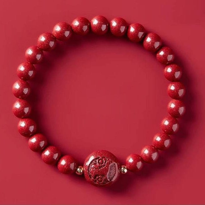 gorgeous & auspicious chinese bracelet with cinnabar zodiac beads - star8s - star8s