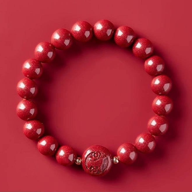 gorgeous & auspicious chinese bracelet with cinnabar zodiac beads - star8s - star8s