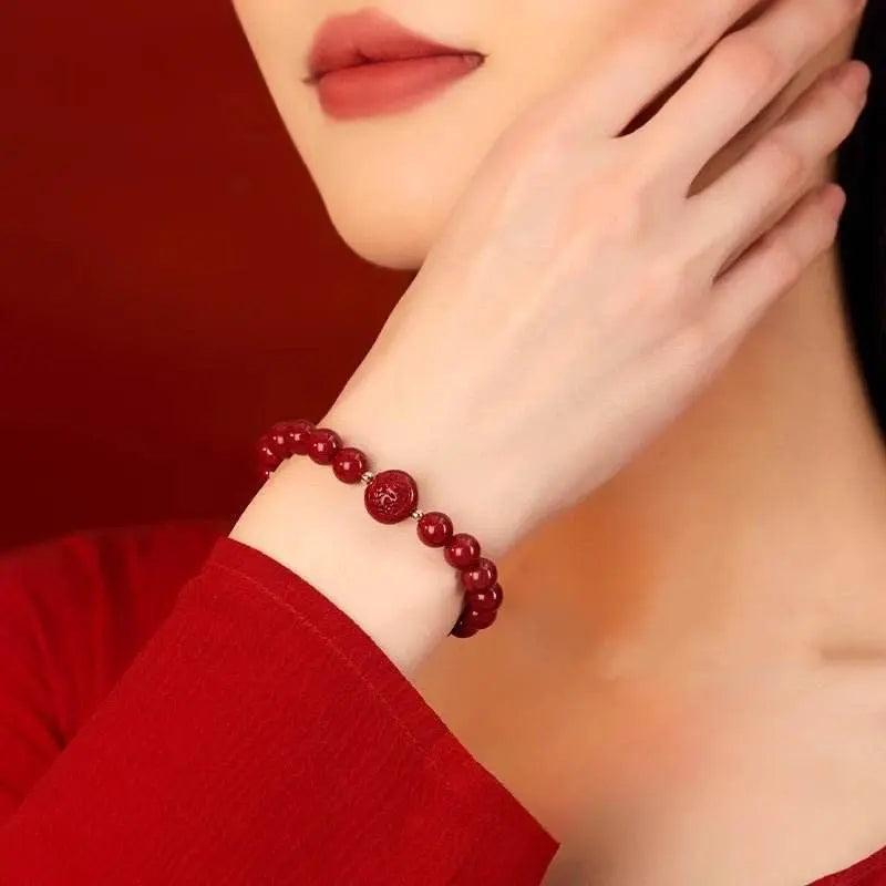 natural purple cinnabar zodiac bracelet for natal year, stylish & lucky jewelry - star8s