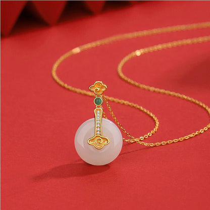 Graceful Hoop Jade Necklace: S925 Silver Safety Disc Blessings | STAR8S