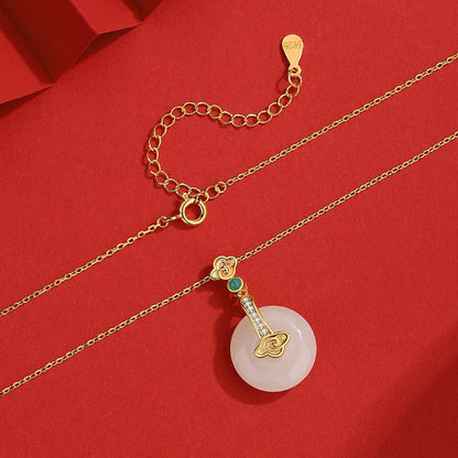 Graceful Hoop Jade Necklace: S925 Silver Safety Disc Blessings | STAR8S