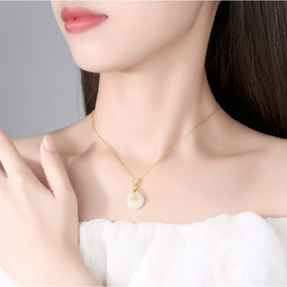 Graceful Hoop Jade Necklace: S925 Silver Safety Disc Blessings | STAR8S