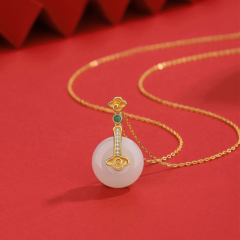Graceful Hoop Jade Necklace: S925 Silver Safety Disc Blessings | STAR8S