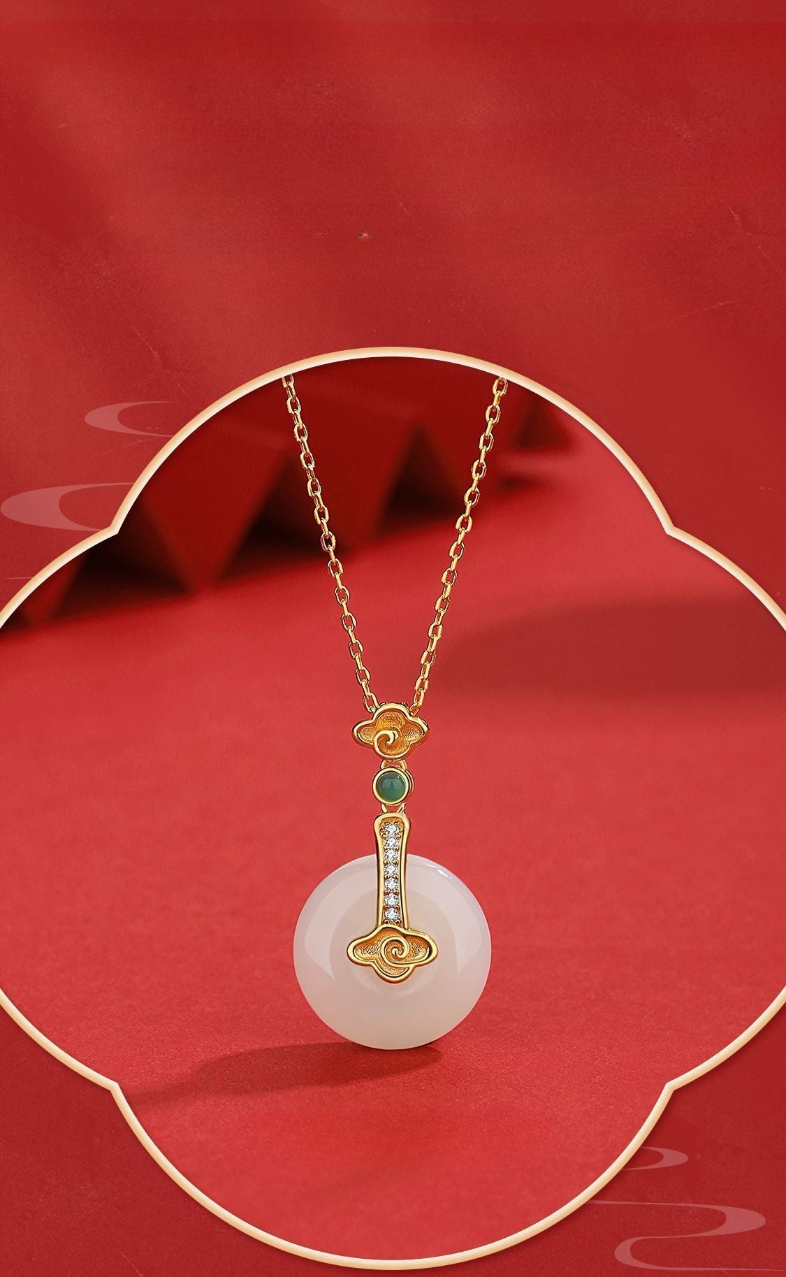 Graceful Hoop Jade Necklace: S925 Silver Safety Disc Blessings | STAR8S
