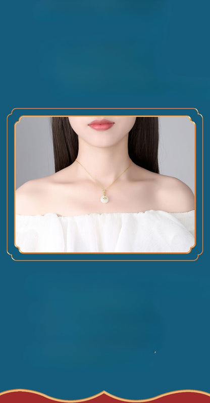 Graceful Hoop Jade Necklace: S925 Silver Safety Disc Blessings | STAR8S