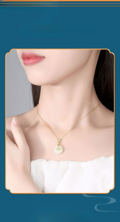 Graceful Hoop Jade Necklace: S925 Silver Safety Disc Blessings | STAR8S