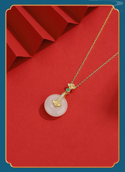 Graceful Hoop Jade Necklace: S925 Silver Safety Disc Blessings | STAR8S