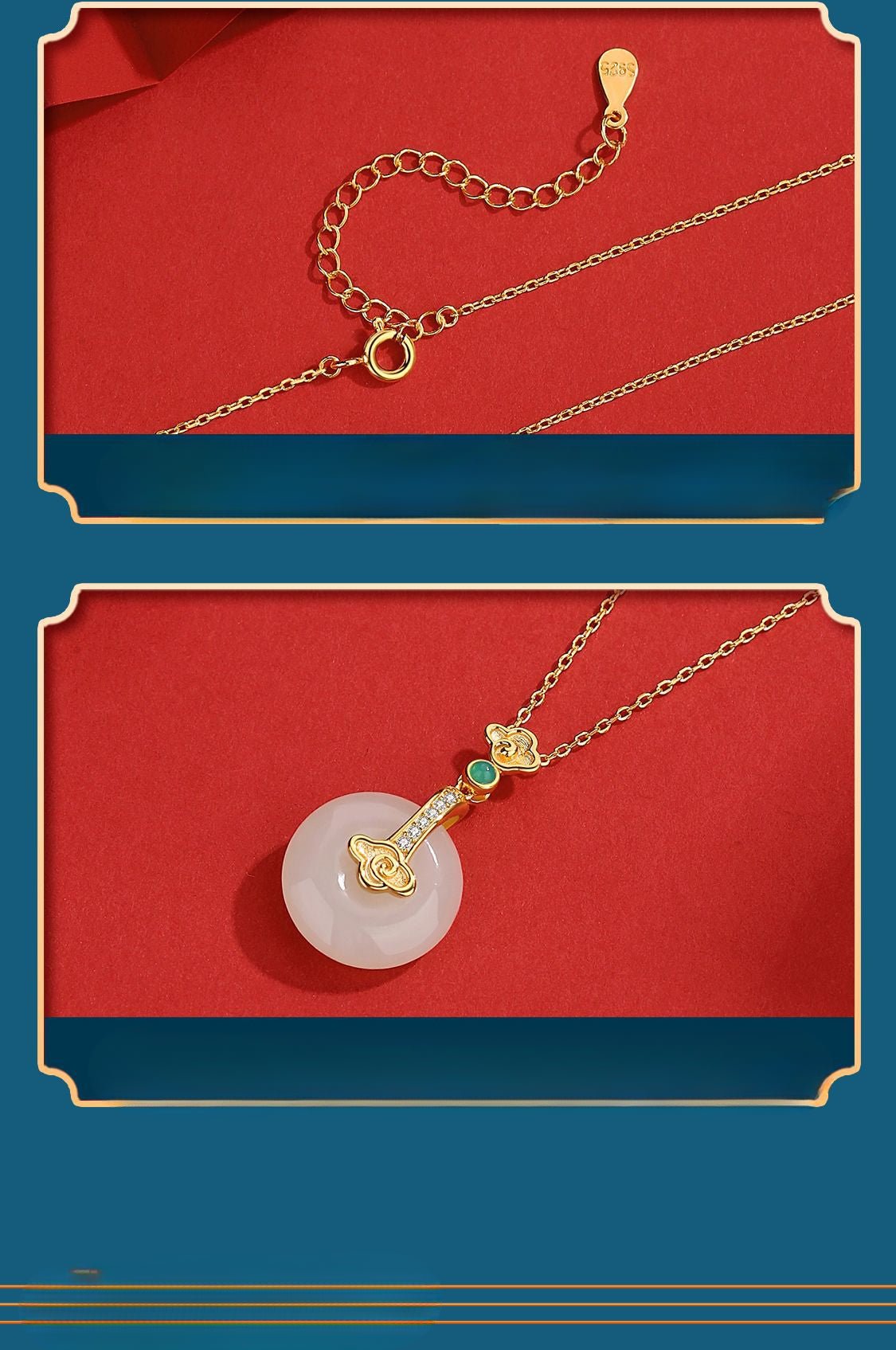 graceful hoop jade necklace: s925 silver safety disc blessings | star8s