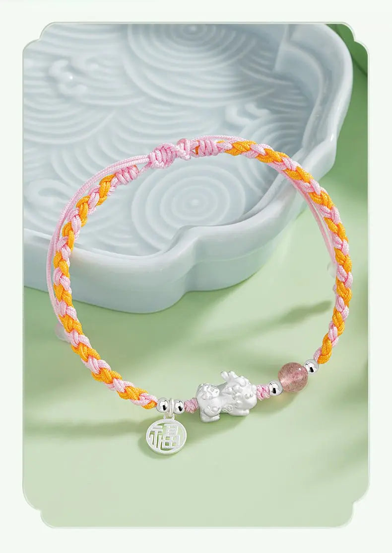 graceful & blessed red string bracelet feng shui: 925 silver strawberry | star8s