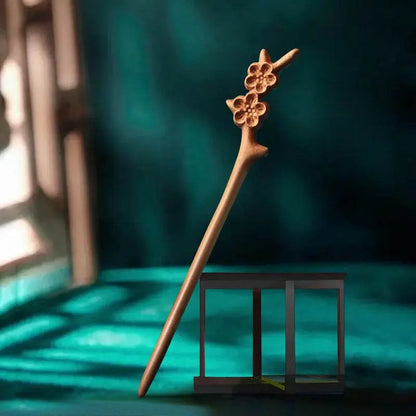 Green Sandalwood Carved Hairpin for Vintage Styling - STAR8S