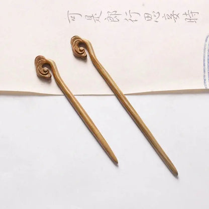 Green Sandalwood Extended Vintage Hairpin for Ethnic Bun Celebrity Style - STAR8S