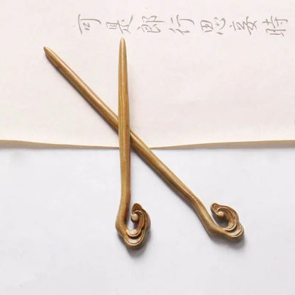 Green Sandalwood Extended Vintage Hairpin for Ethnic Bun Celebrity Style - STAR8S