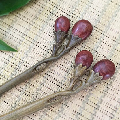 Green Sandalwood Handmade Hairpin for Vintage Hairstyling, Perfect for Bun Styling - STAR8S