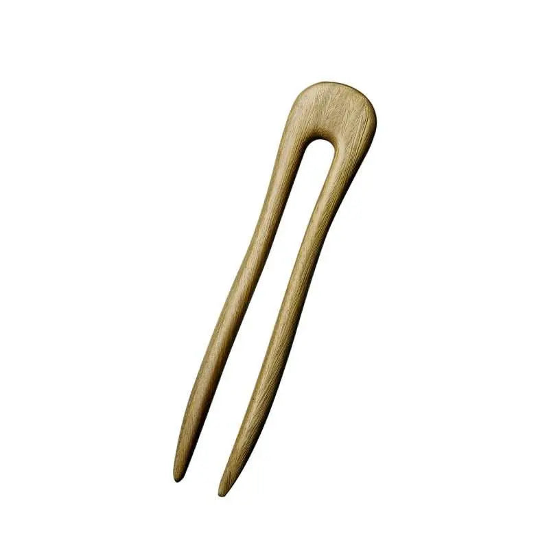 green sandalwood u shaped double prong hairpin for hanfu bun gift - star8s