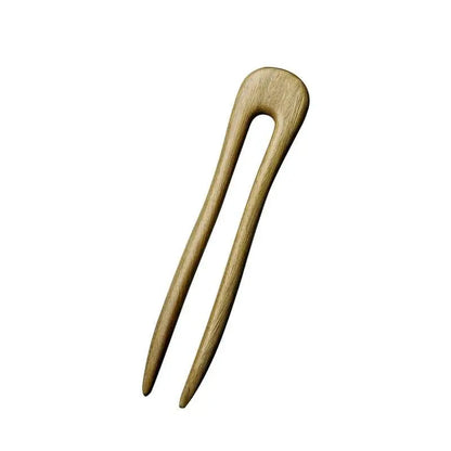 Green Sandalwood U shaped Double Prong Hairpin for Hanfu Bun Gift - STAR8S