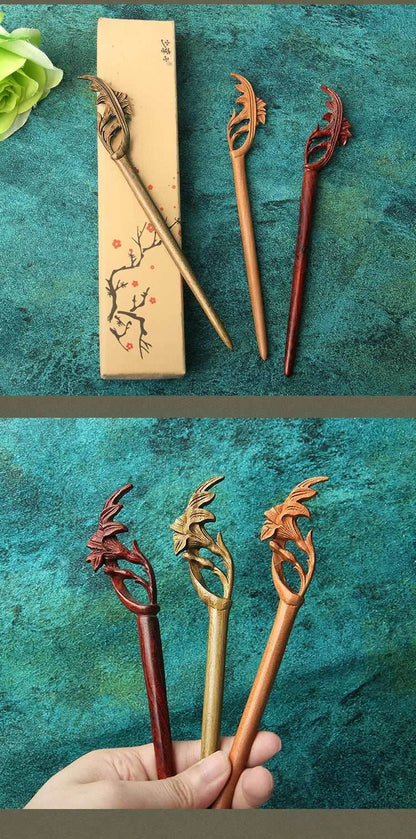 Green Sandalwood Vintage Hairpin for Hanfu Bun Gift Girlfriend - STAR8S