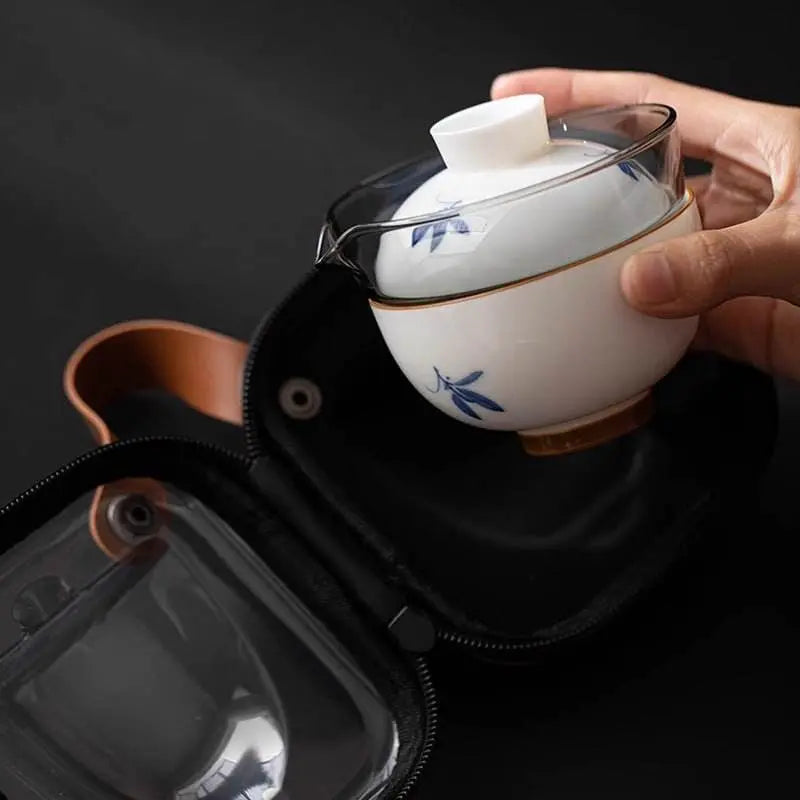 hand painted butterfly travel tea set portable for business outdoor - star8s