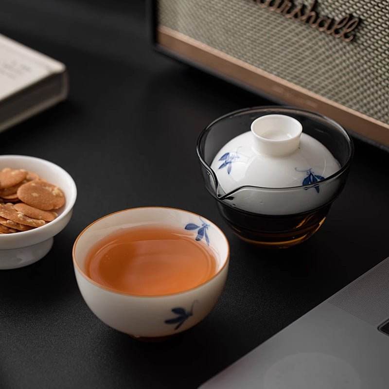 hand painted butterfly travel tea set portable for business outdoor - star8s