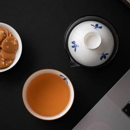 Hand Painted Butterfly Travel Tea Set Portable for Business Outdoor - STAR8S