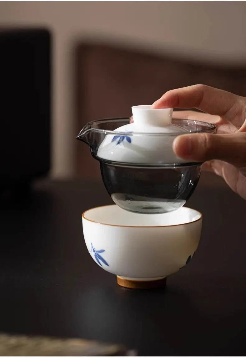 hand painted butterfly travel tea set portable for business outdoor - star8s