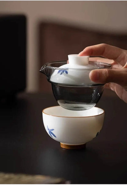 Hand Painted Butterfly Travel Tea Set Portable for Business Outdoor - STAR8S