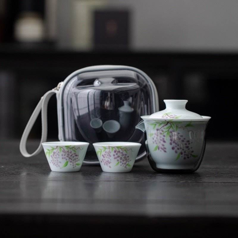 hand painted ceramic kuaike cup portable outdoor gongfu tea gift set - star8s