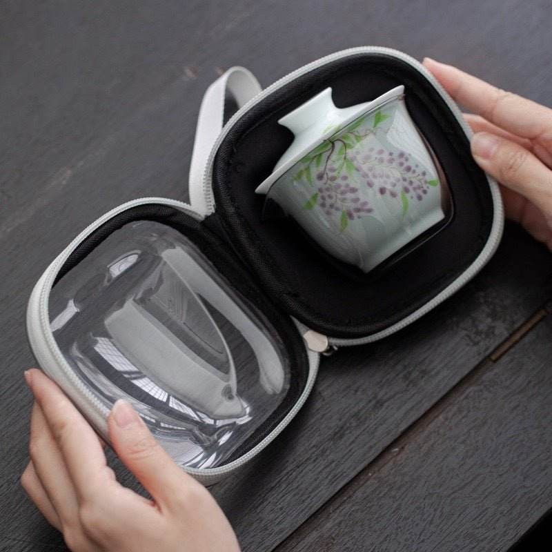 hand painted ceramic kuaike cup portable outdoor gongfu tea gift set - star8s