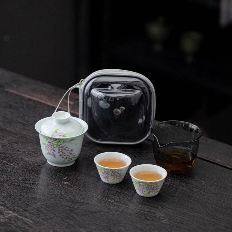 hand painted ceramic kuaike cup portable outdoor gongfu tea gift set - star8s