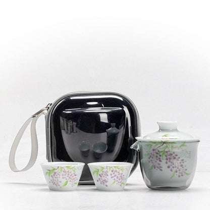 Hand Painted Ceramic Kuaike Cup Portable Outdoor Gongfu Tea Gift Set - STAR8S