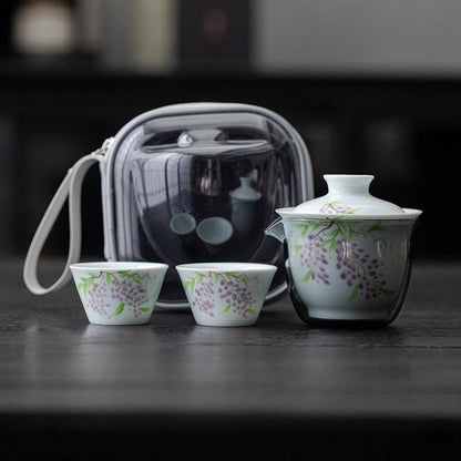 Hand Painted Ceramic Kuaike Cup Portable Outdoor Gongfu Tea Gift Set - STAR8S