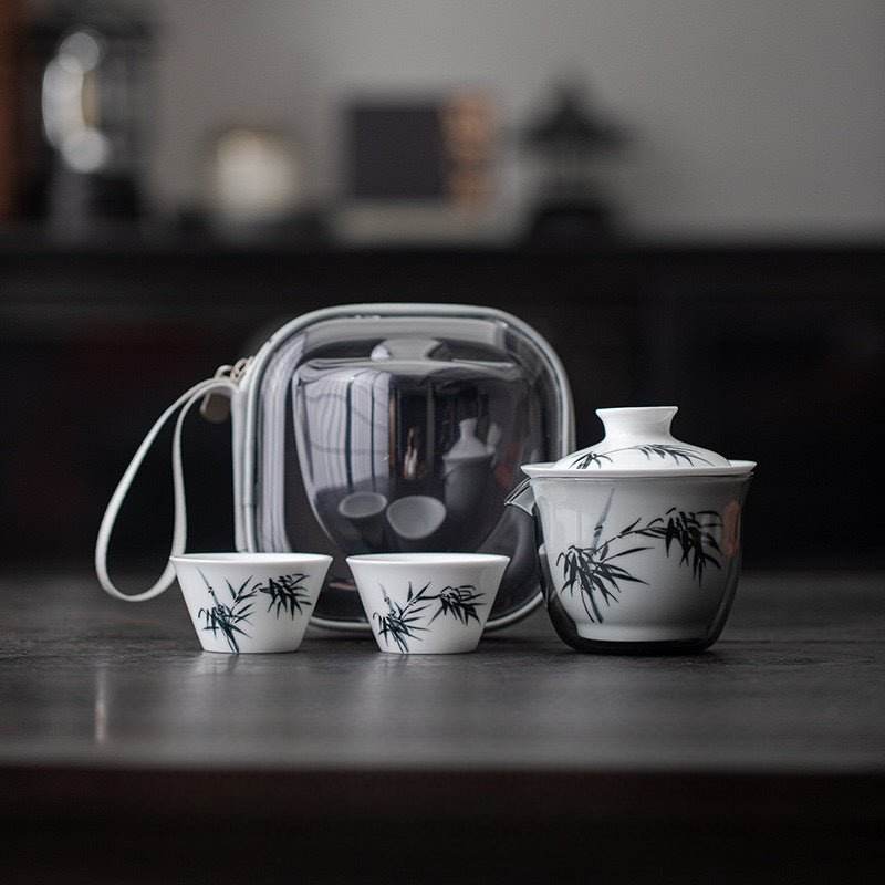 hand painted ceramic kuaike cup portable outdoor gongfu tea gift set - star8s