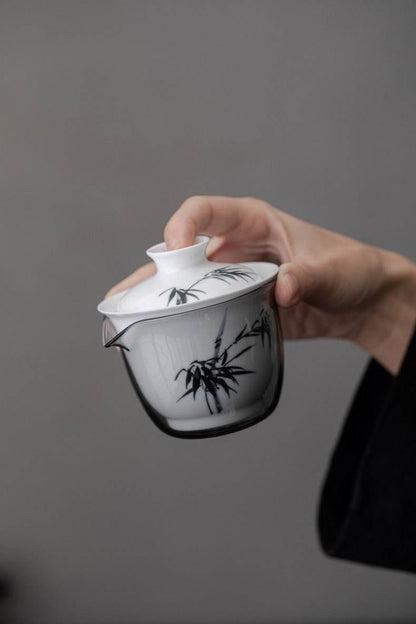 Hand Painted Ceramic Kuaike Cup Portable Outdoor Gongfu Tea Gift Set - STAR8S