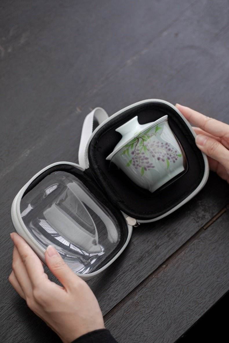 hand painted ceramic kuaike cup portable outdoor gongfu tea gift set - star8s