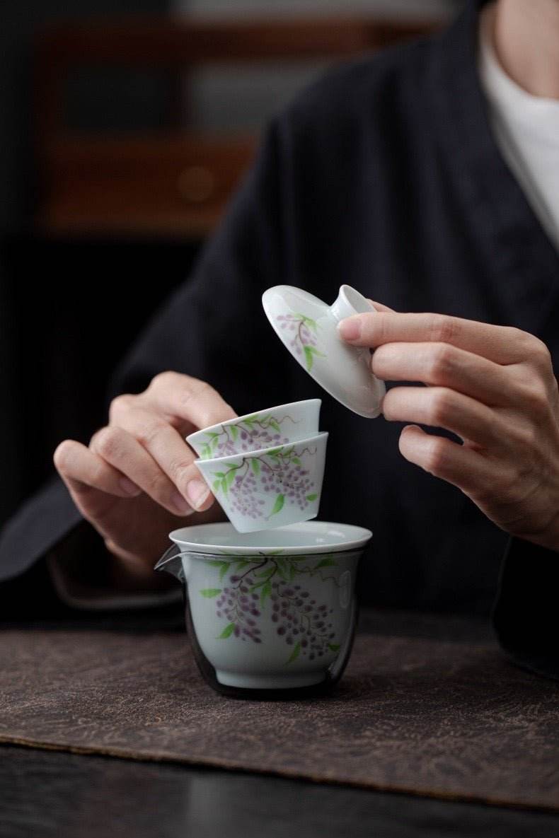 Hand Painted Ceramic Kuaike Cup Portable Outdoor Gongfu Tea Gift Set - STAR8S