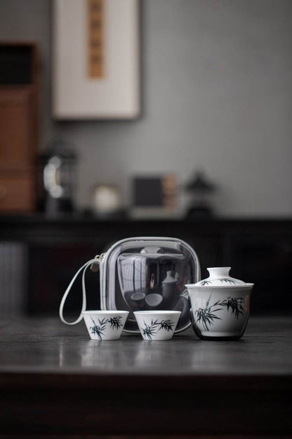 Hand Painted Ceramic Kuaike Cup Portable Outdoor Gongfu Tea Gift Set - STAR8S