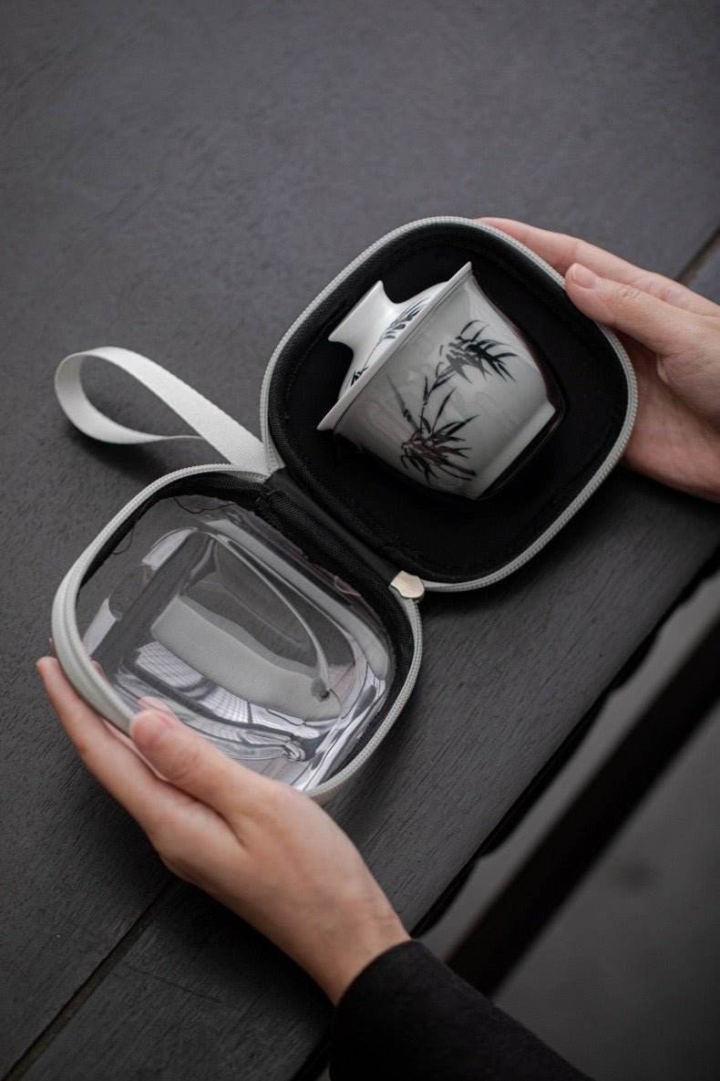 hand painted ceramic kuaike cup portable outdoor gongfu tea gift set - star8s