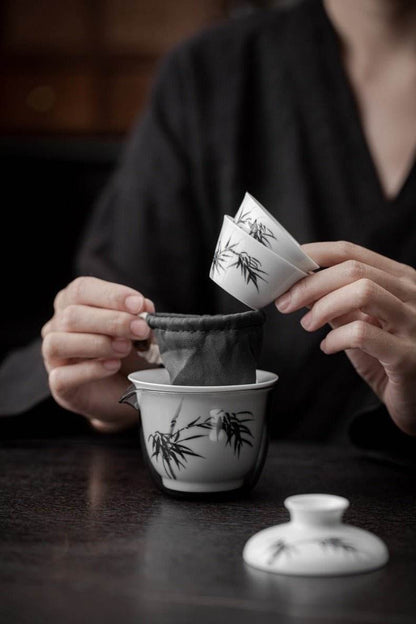 Hand Painted Ceramic Kuaike Cup Portable Outdoor Gongfu Tea Gift Set - STAR8S