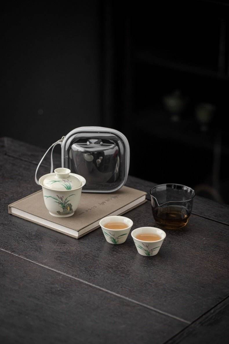 Hand Painted Ceramic Kuaike Cup Portable Outdoor Gongfu Tea Gift Set - STAR8S