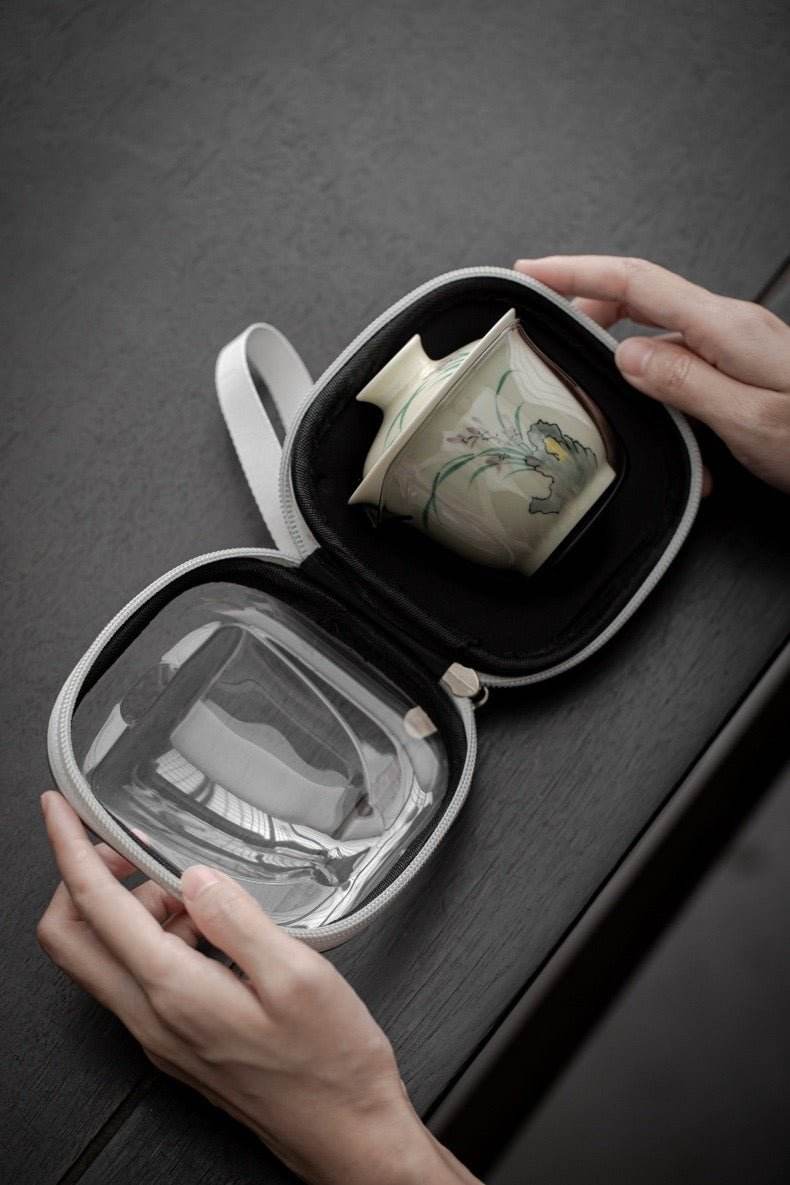 hand painted ceramic kuaike cup portable outdoor gongfu tea gift set - star8s