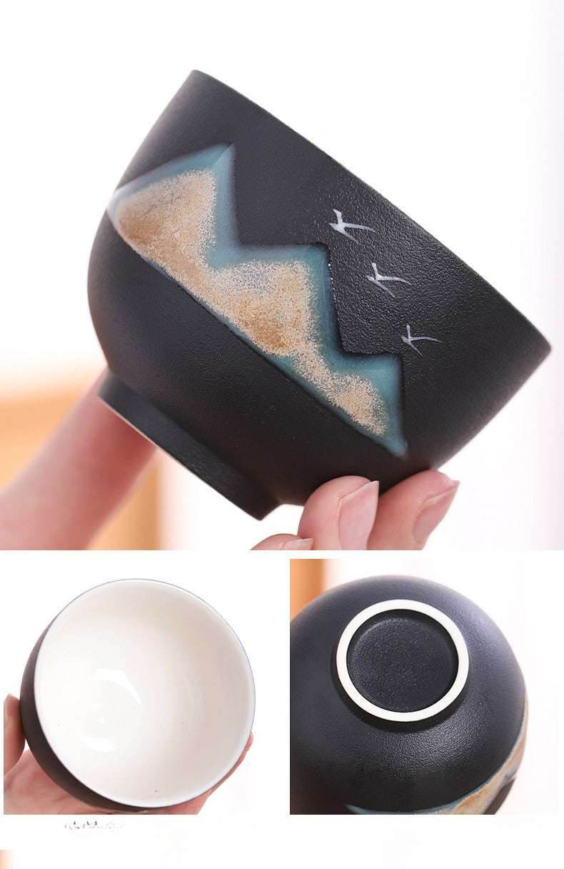 Hand Painted Glaze Travel Tea Set 1 Pot 3 Cups Portable Outdoor Gift - STAR8S