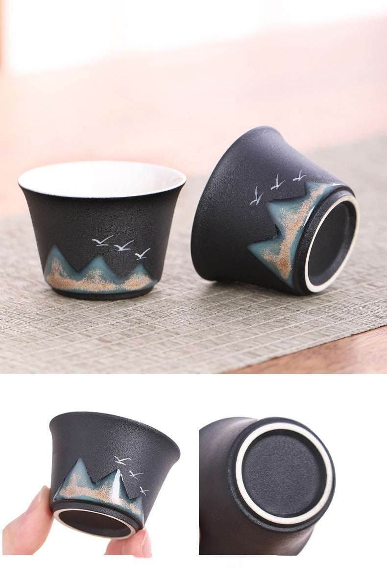 hand painted glaze travel tea set 1 pot 3 cups portable outdoor gift - star8s