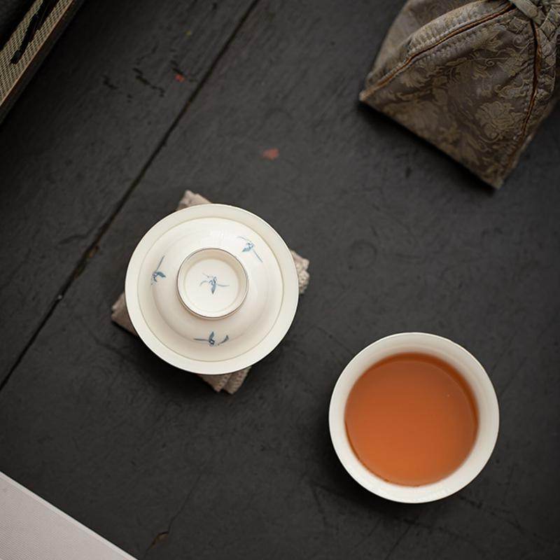 hand painted orchid ceramic travel chinese tea set portable for solo use - star8s